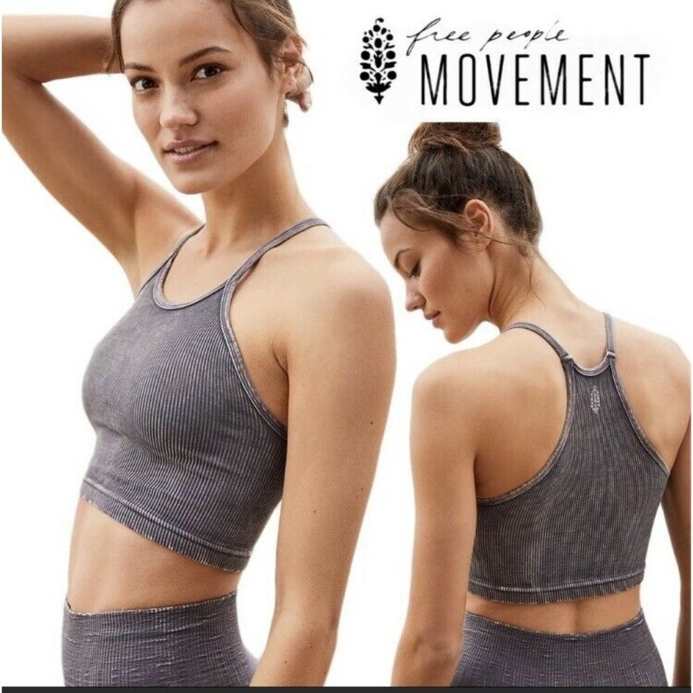 Free People Movement Happiness Runs Tank Top Size M/L NWOT Washed Black
